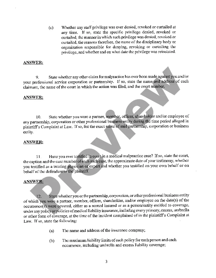 Preview A11 Interrogatories to Defendant Doctor