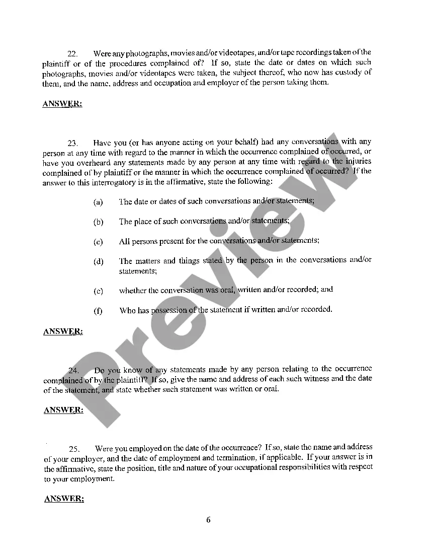 Preview A11 Interrogatories to Defendant Doctor