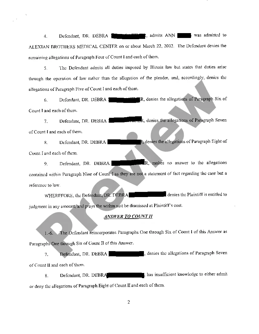 Get A18 Answer of Defendant to Plaintiff's Complaint at Law Preview A18 Answer of Defendant to Plaintiff's Complaint at Law