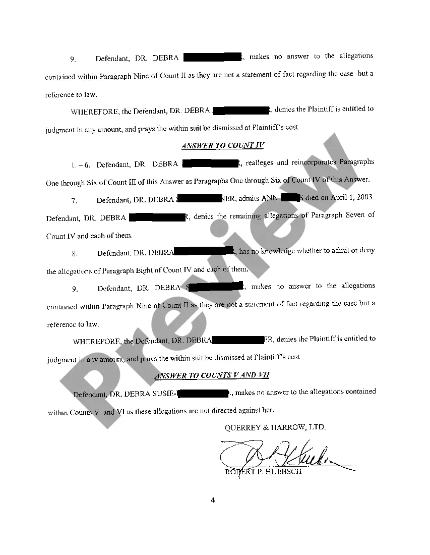Get A18 Answer of Defendant to Plaintiff's Complaint at Law Preview A18 Answer of Defendant to Plaintiff's Complaint at Law