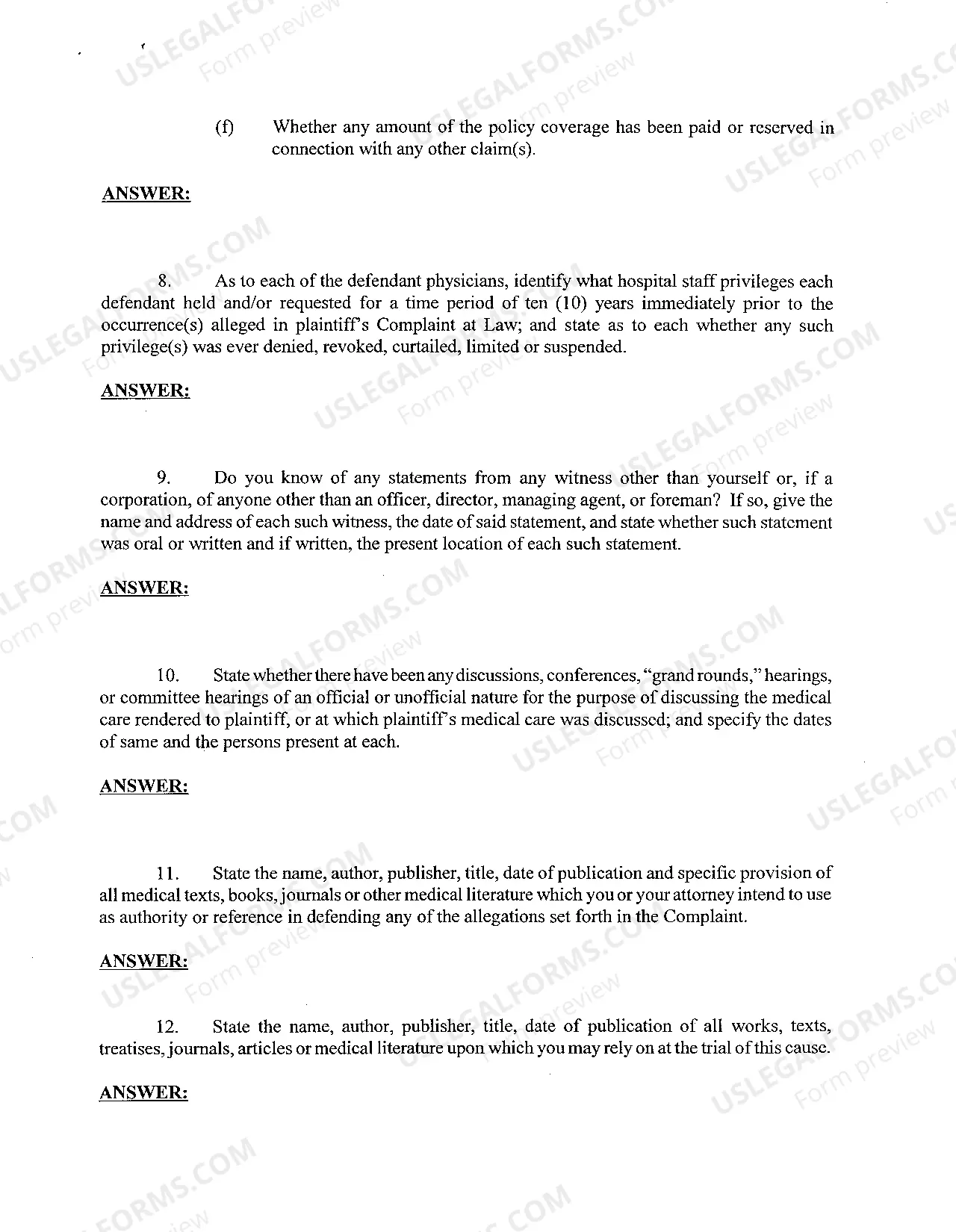 Preview A21 Interrogatories to Defendant Hospital