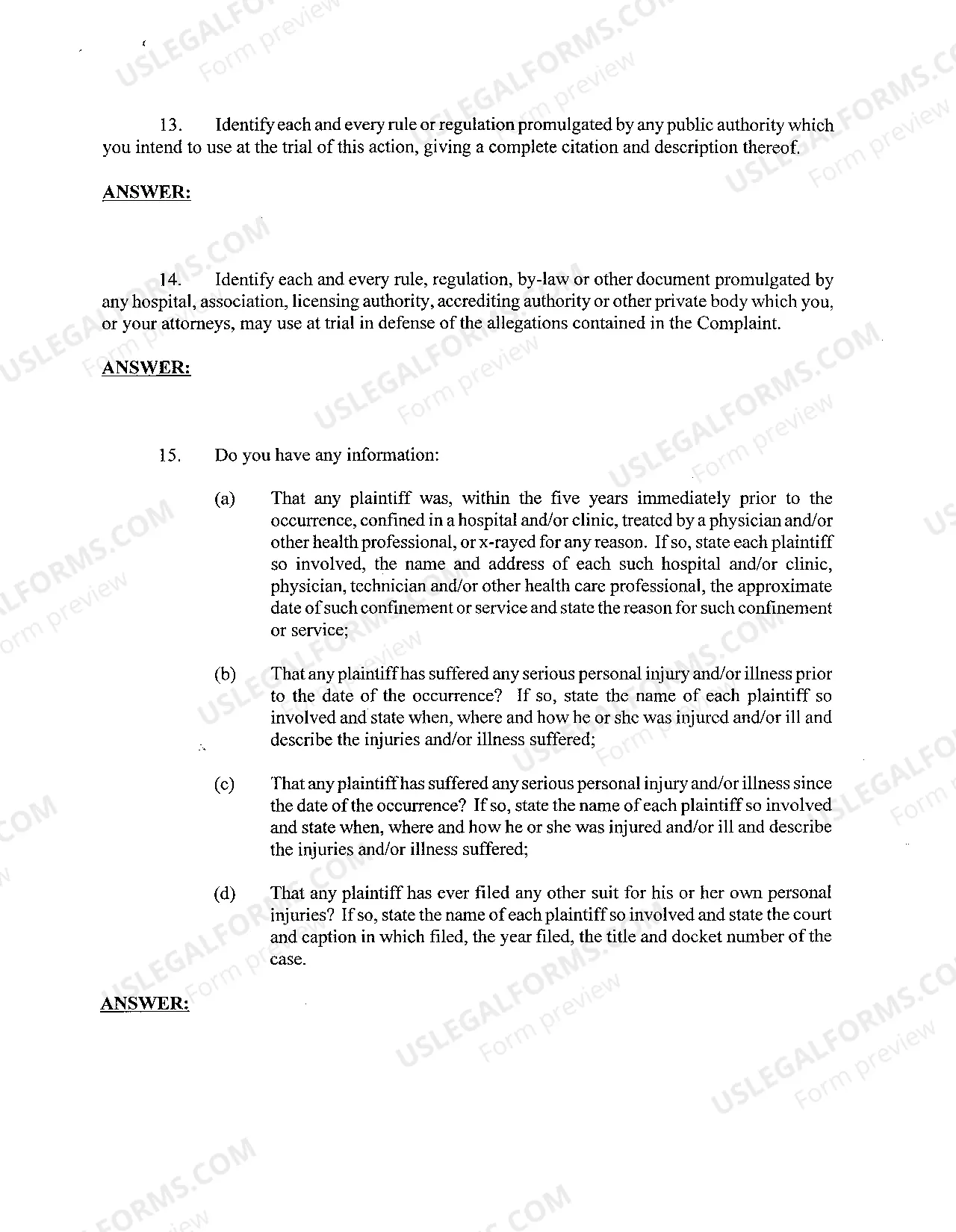 Preview A21 Interrogatories to Defendant Hospital