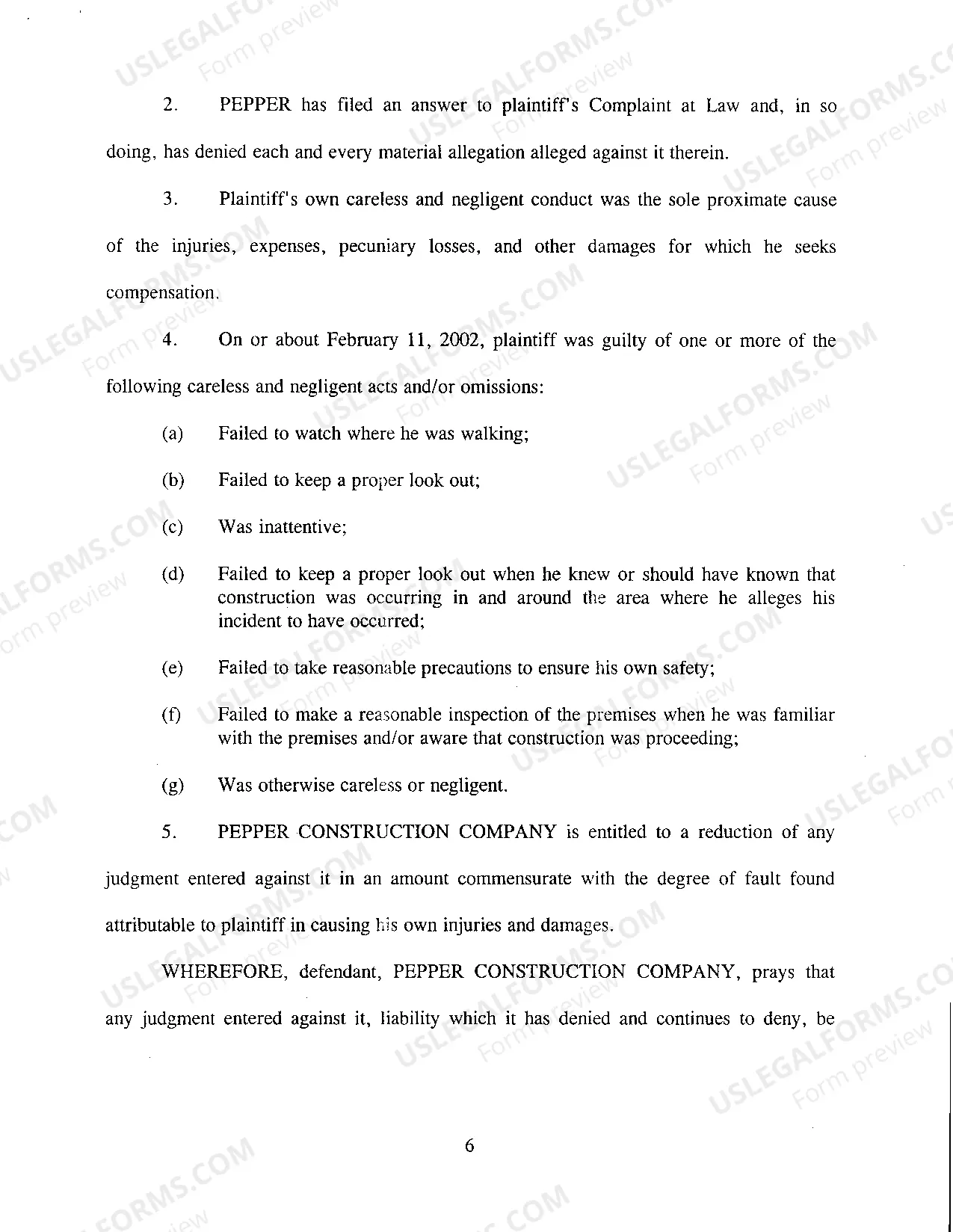 Preview A17 Answer and Affirmative Defenses to Plaintiff's Complaint at Law