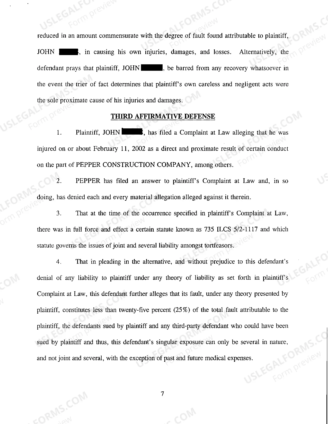 Preview A17 Answer and Affirmative Defenses to Plaintiff's Complaint at Law