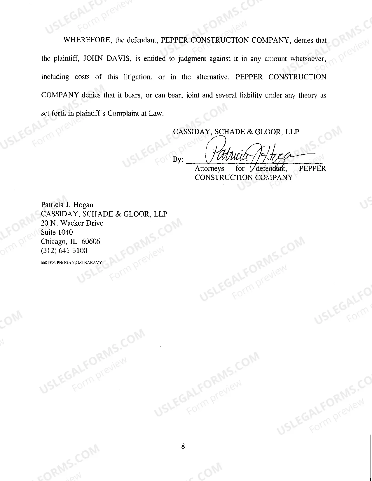 Preview A17 Answer and Affirmative Defenses to Plaintiff's Complaint at Law