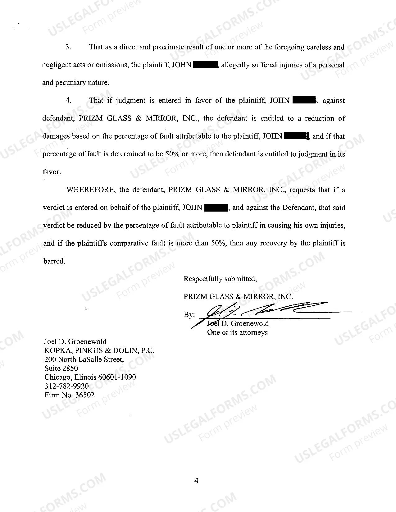 Preview A23 Answer to Amended Complaint at Law