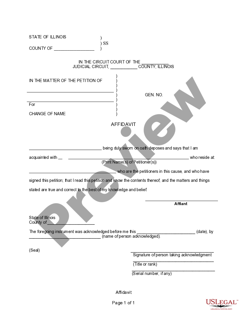 Illinois Affidavit For Name Change US Legal Forms illinois-affidavit-for-name-change-us-legal-forms