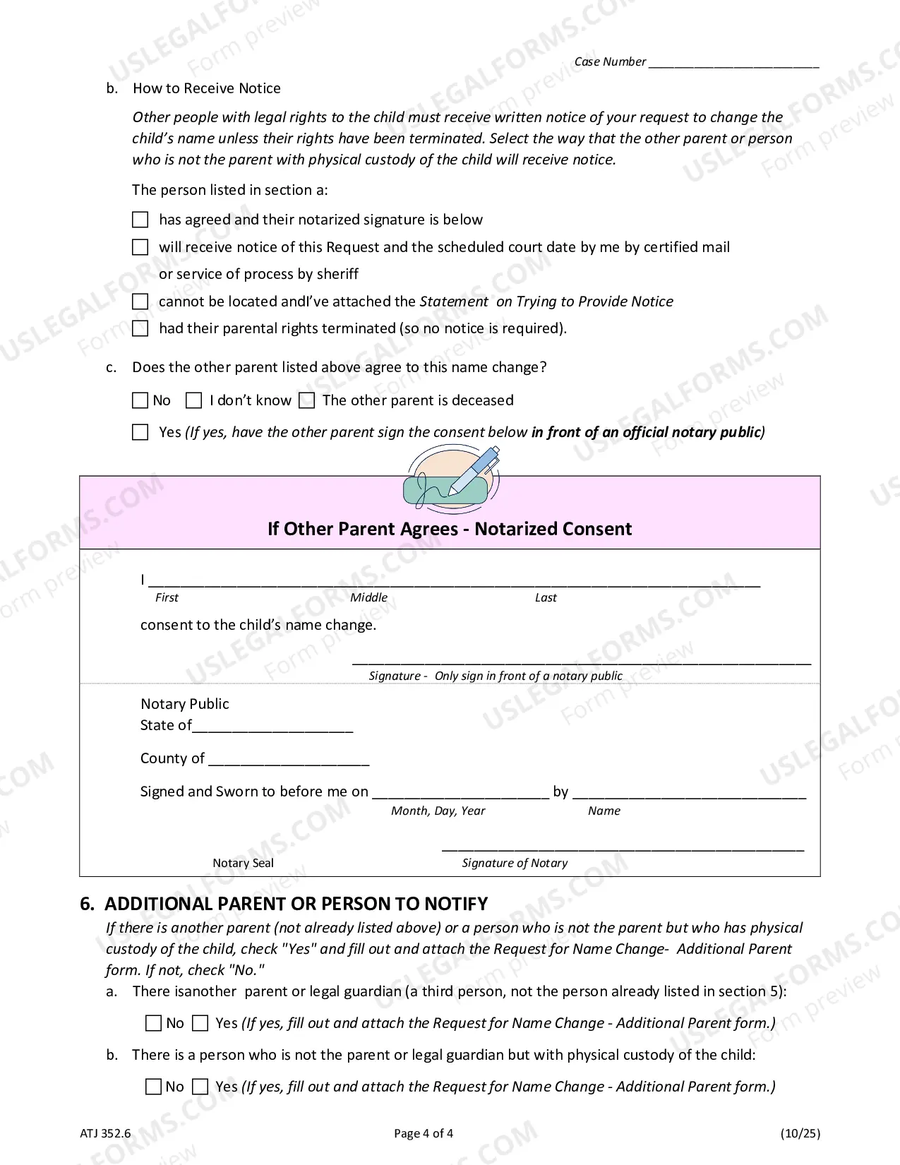 Preview Request for Name Change - Child Information