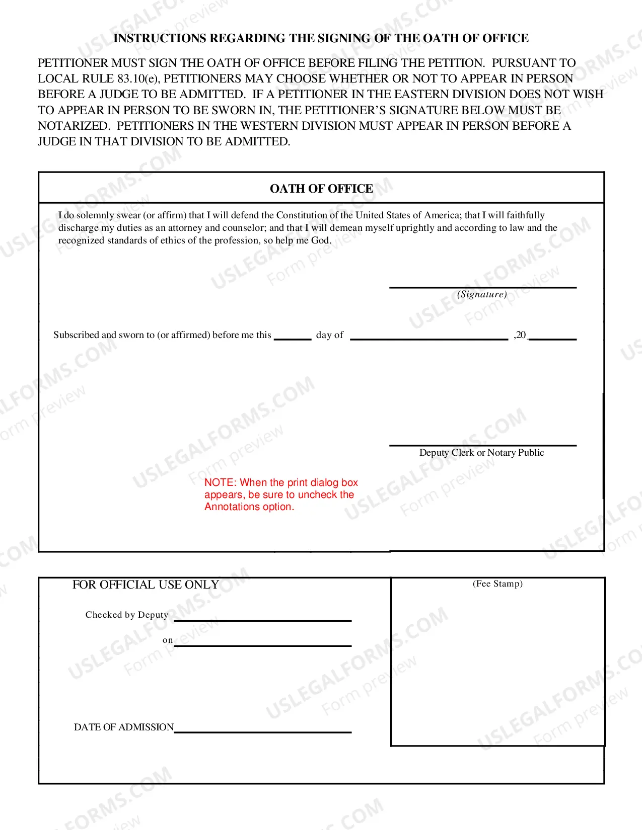 Preview Petition for Admission to the General Bar