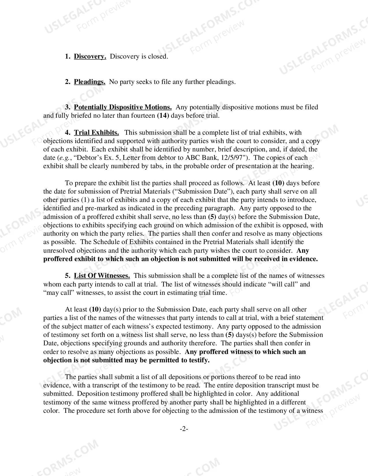Preview Final Pretrial Order (Judge Cox)