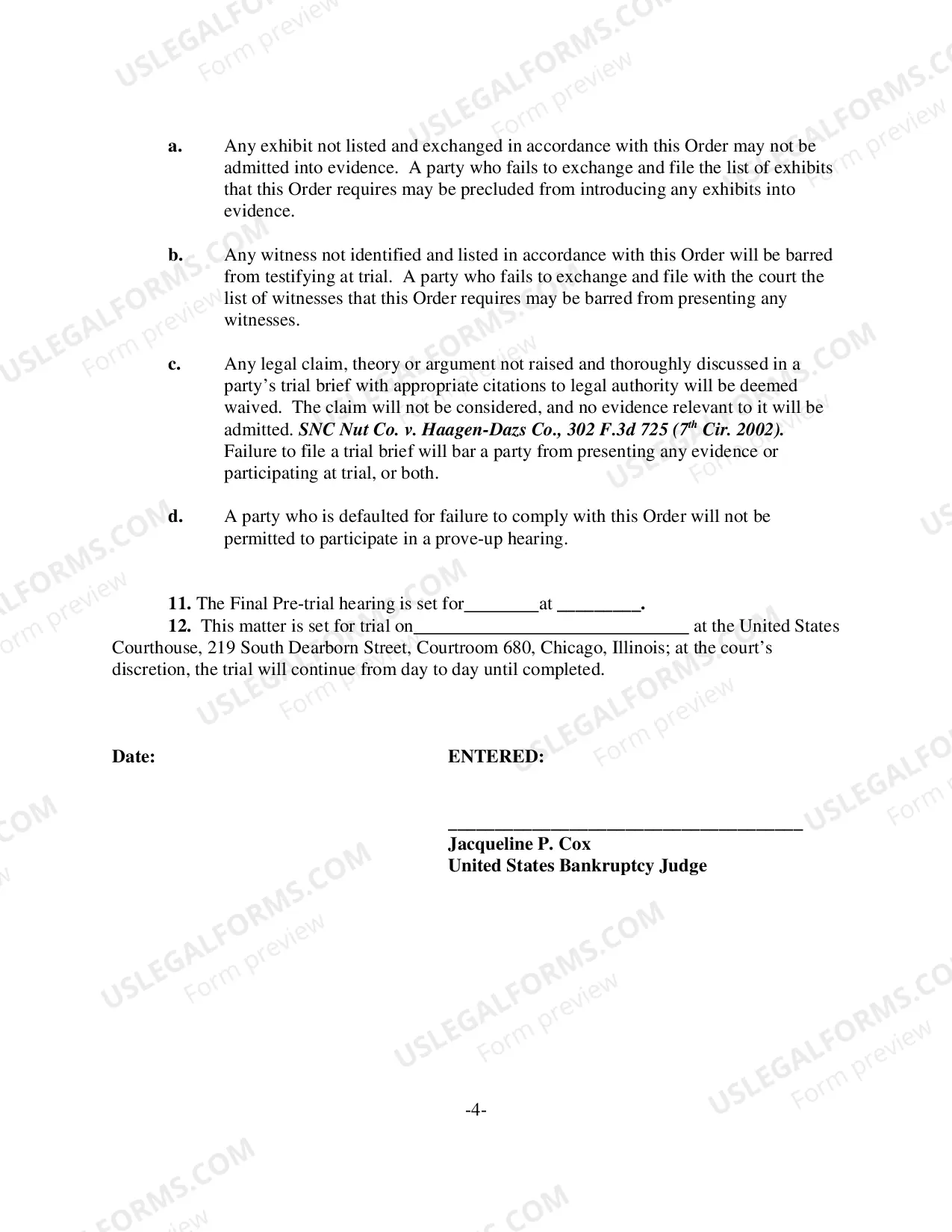Preview Final Pretrial Order (Judge Cox)