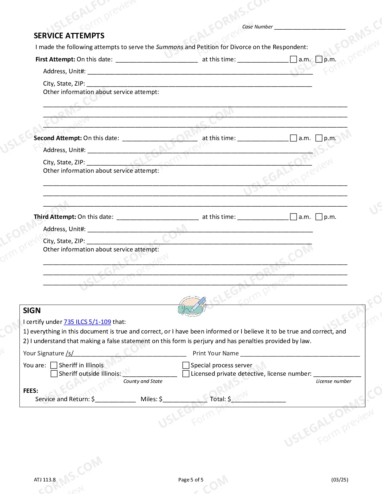 Preview Summons Illinois Marriage and Dissolution Of Marriage act
