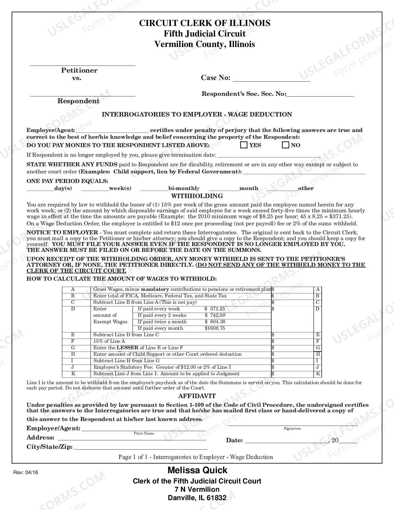Preview Wage Deduction Packet