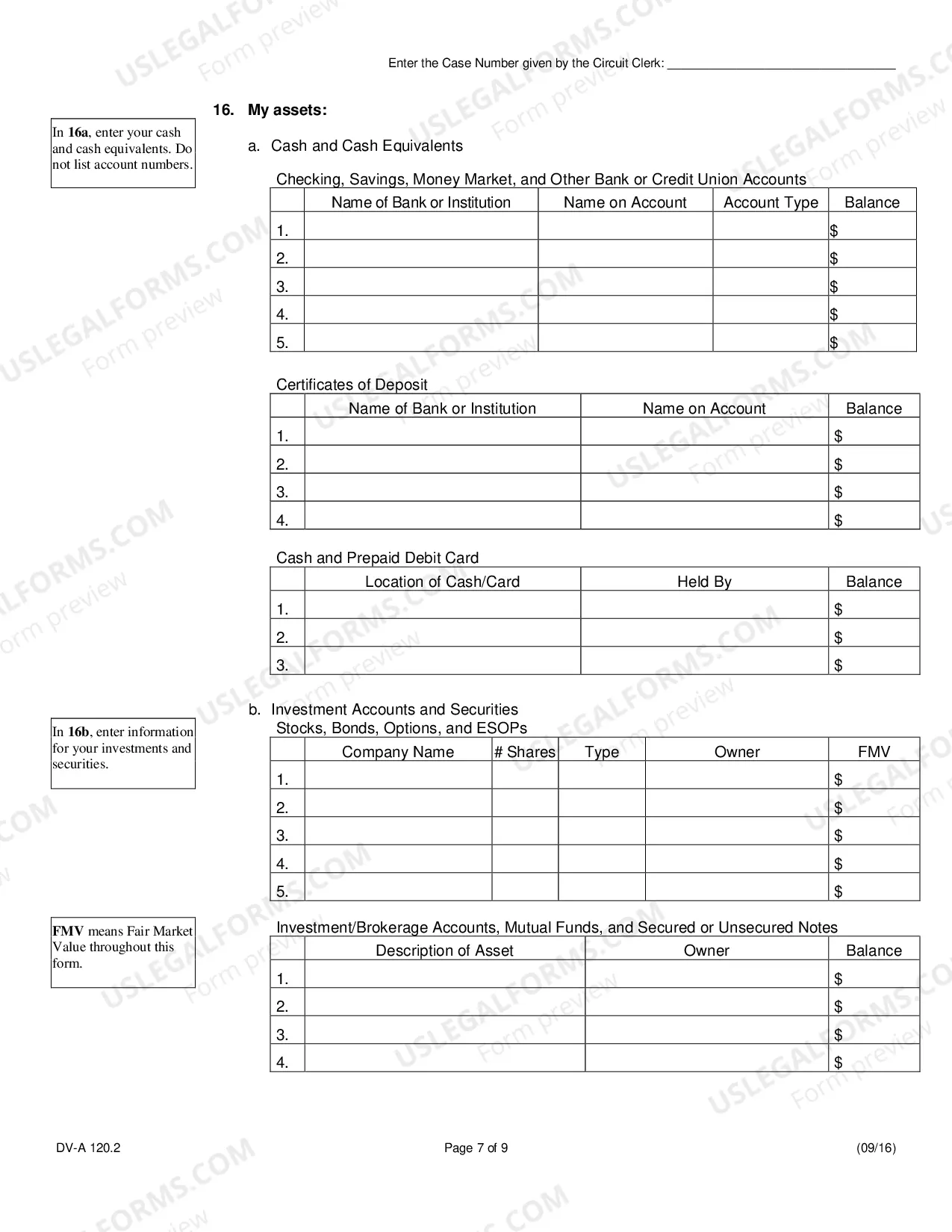 Preview Financial affidavit