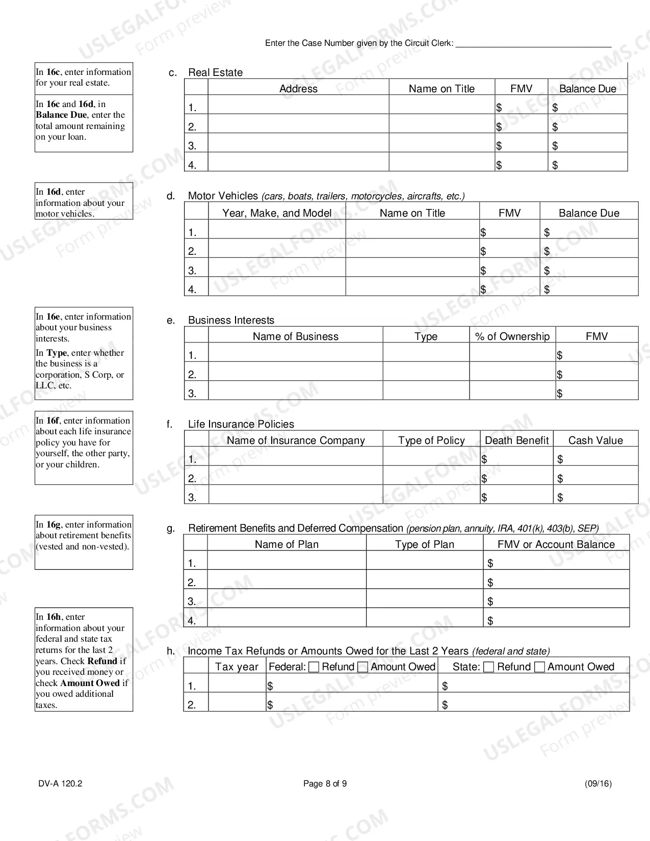 Preview Financial affidavit