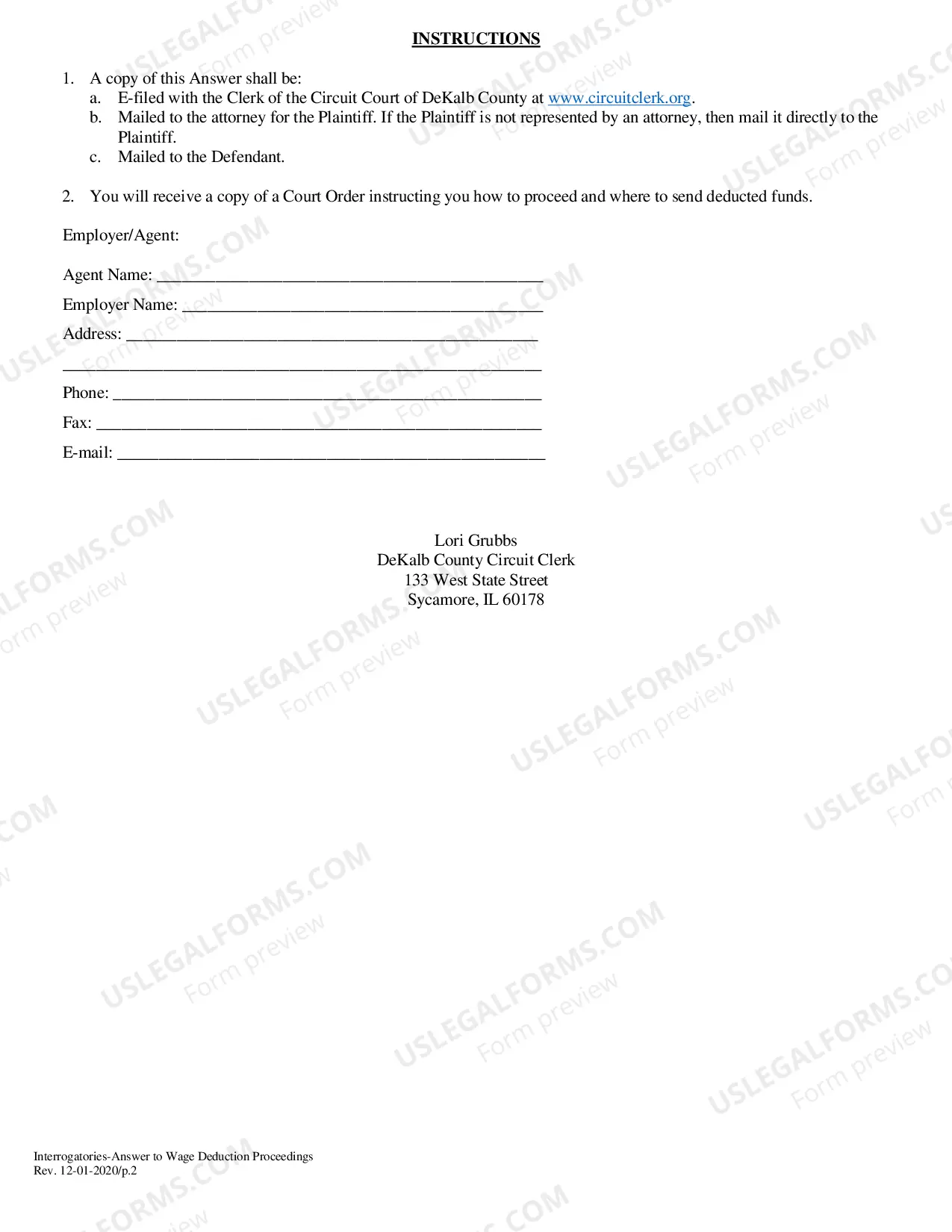 Preview Interrogatories answer To Wage Deduction Proceedings