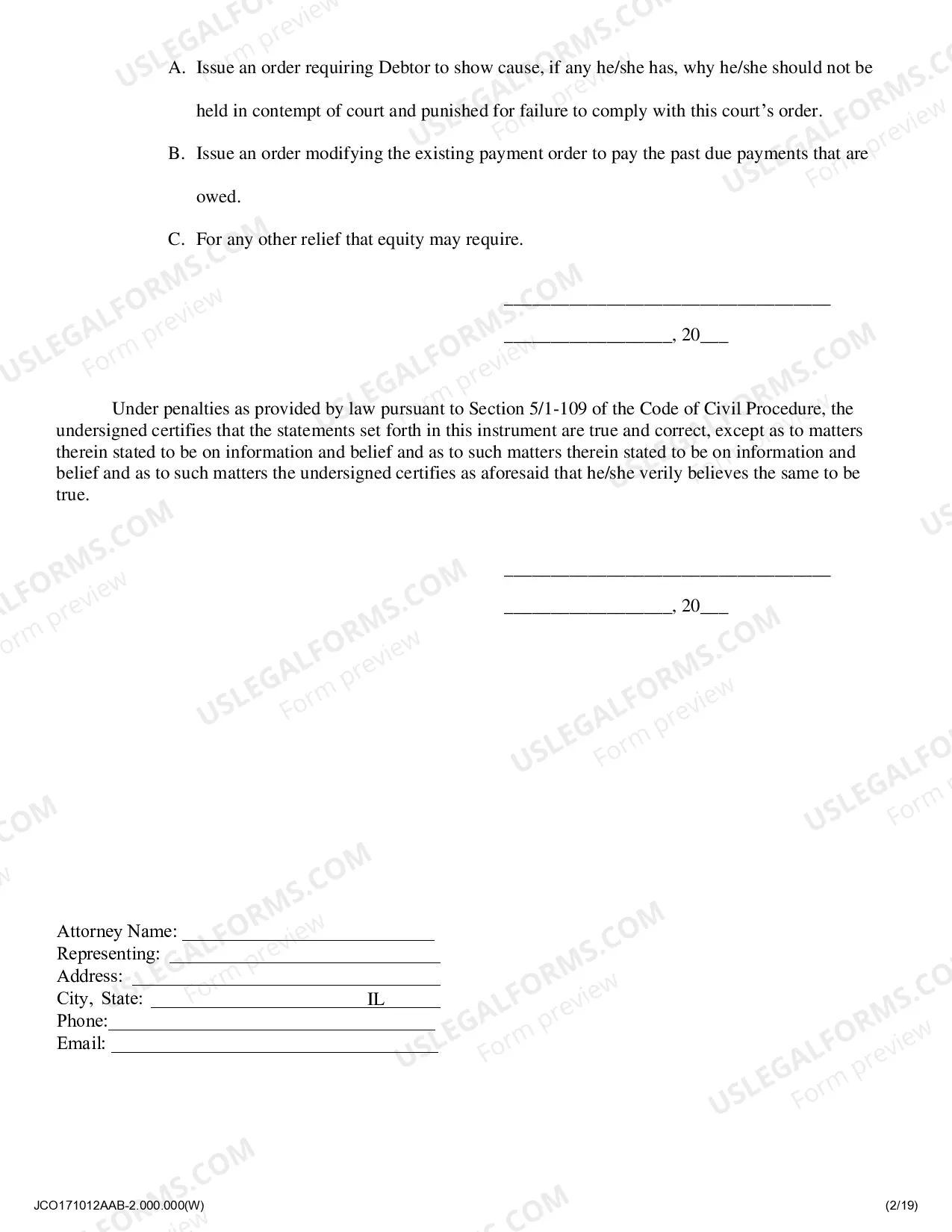 Preview Petition For Order To Show Cause (Small Claims)
