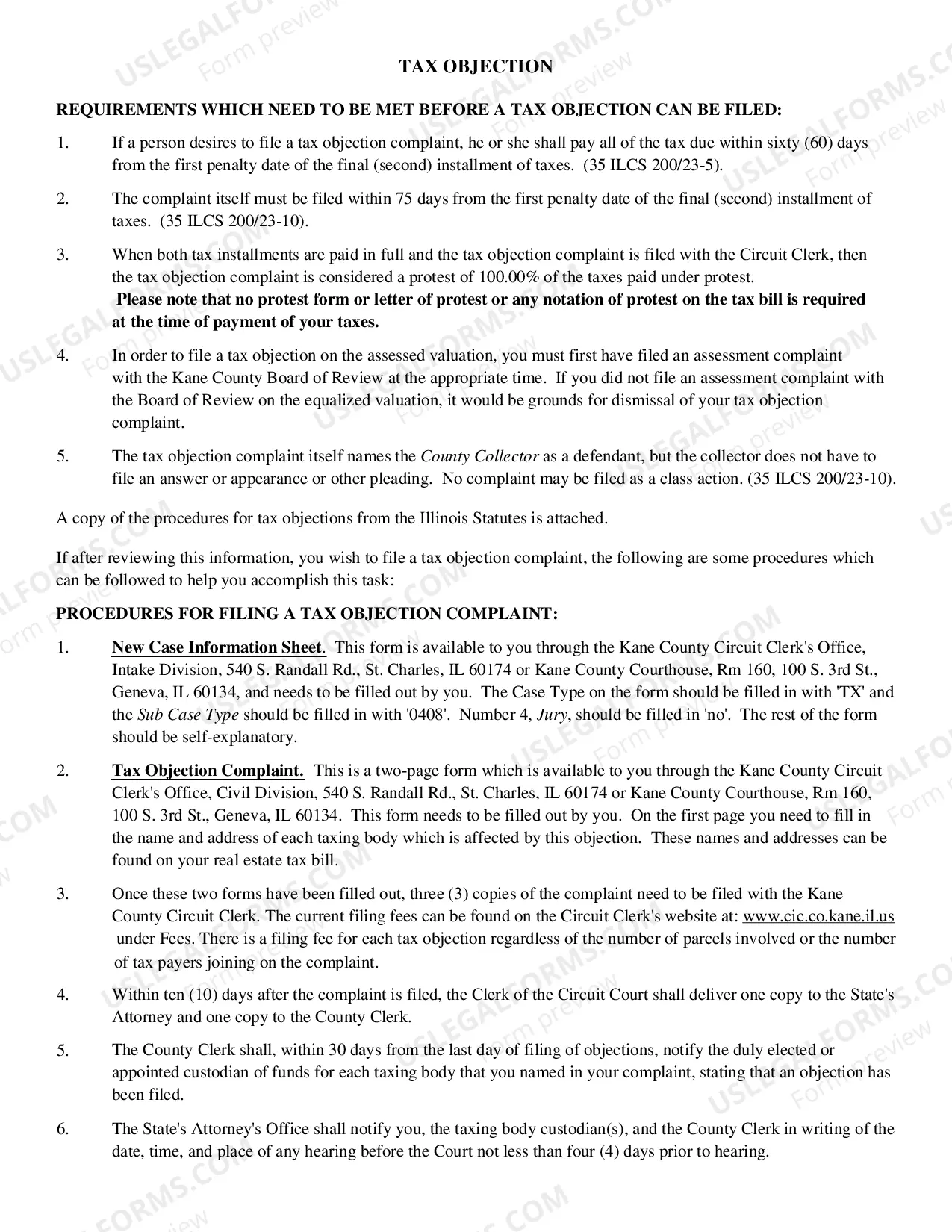 Preview Tax Objection Complaint Packet