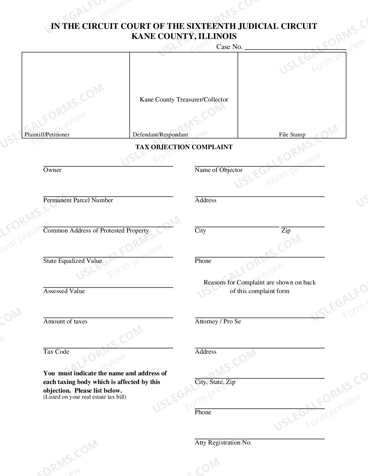 Preview Tax Objection Complaint Packet