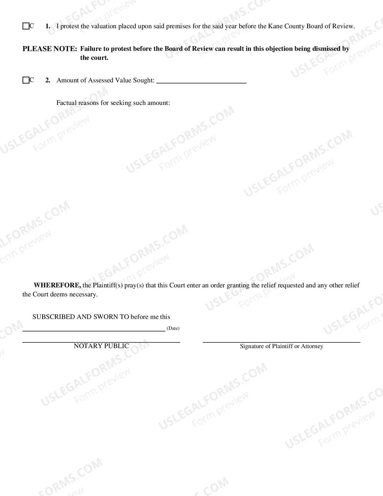 Preview Tax Objection Complaint Packet