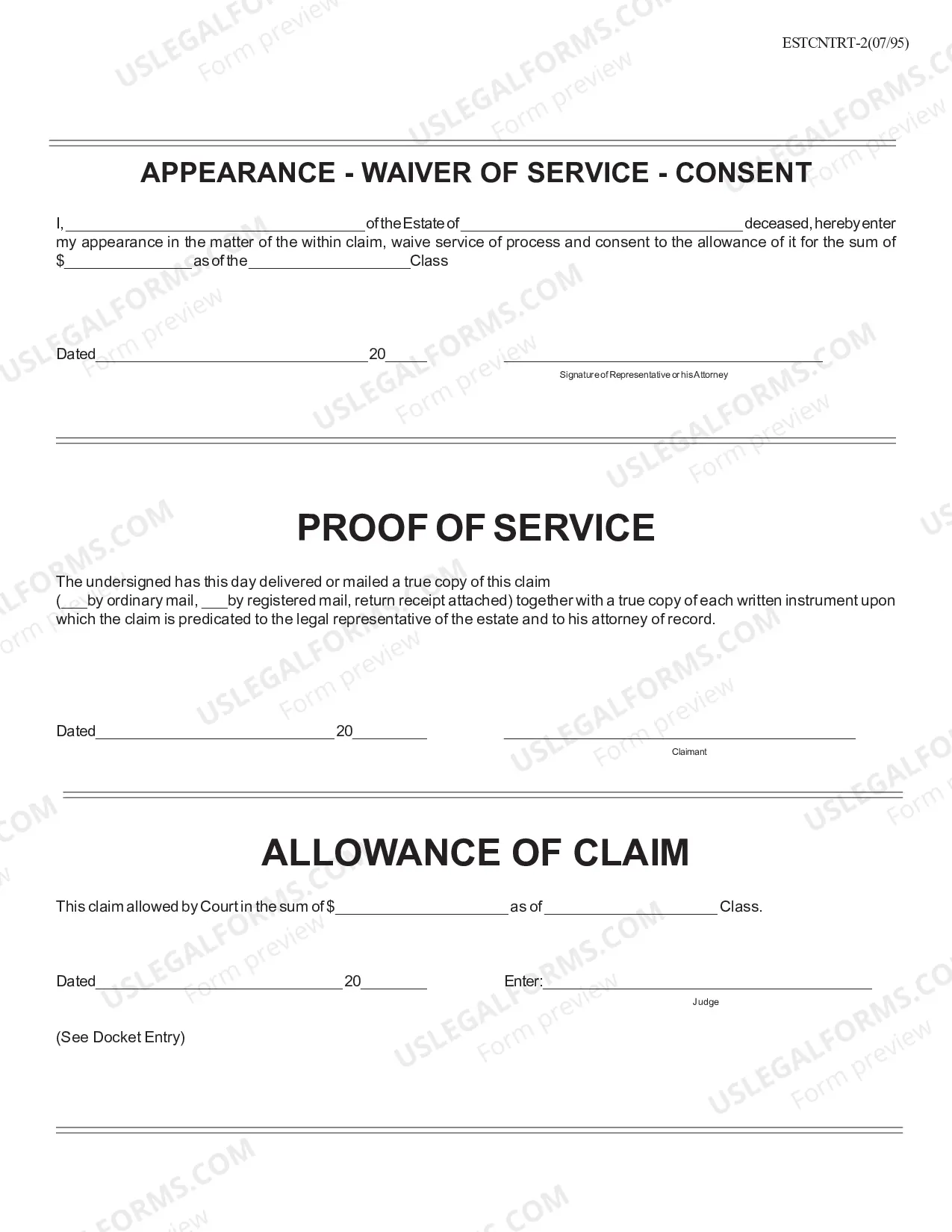 Preview Estate Claim-Contract