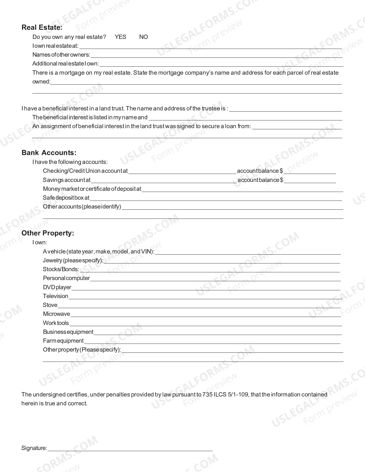 Preview Income and asset Form