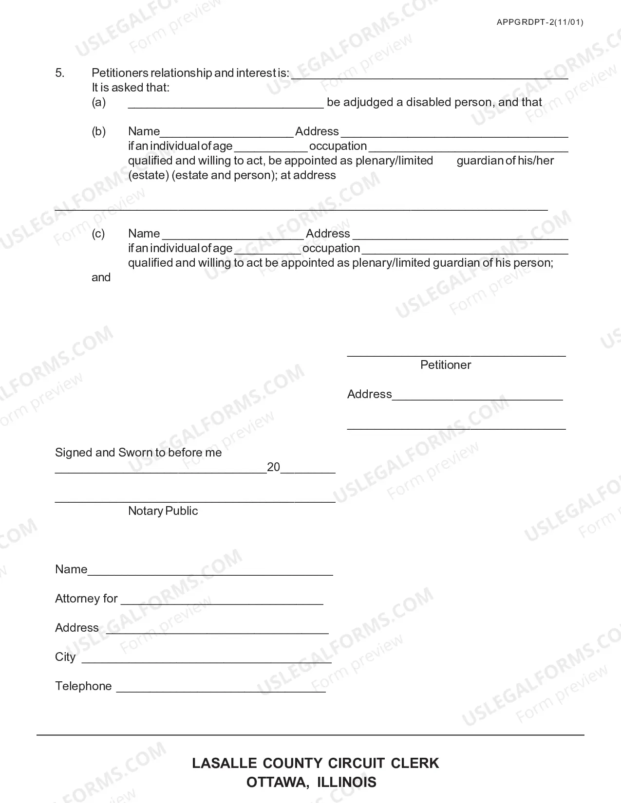 Preview Petition For appointment Of Guardian (Disabled adult)