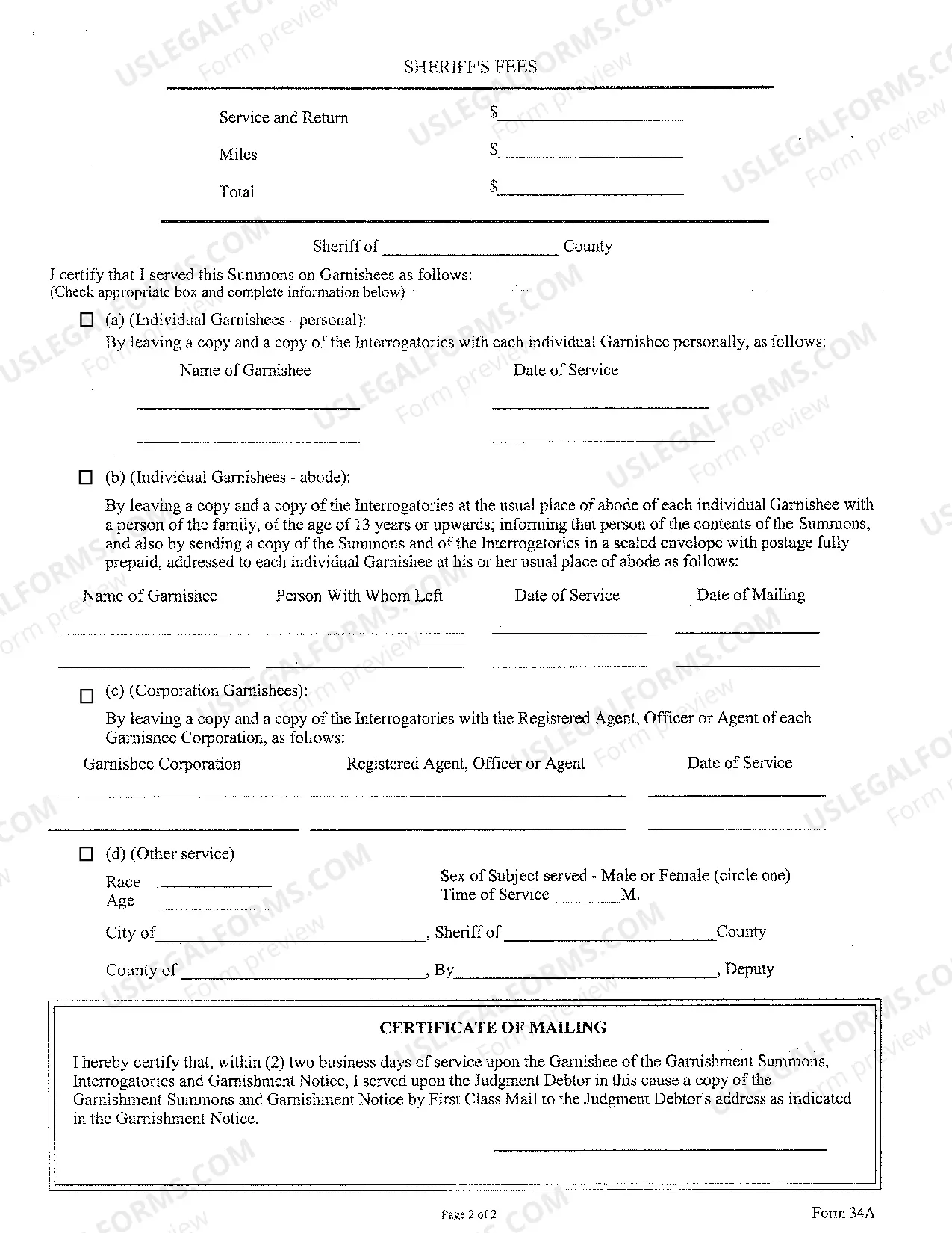 Preview Garnishment Summons Non Wage