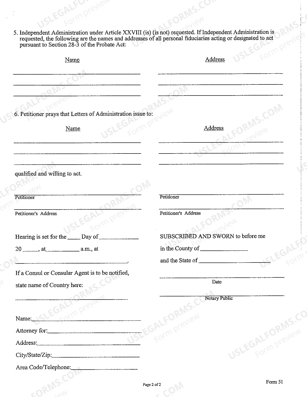 Preview Petition For Letters Of administration