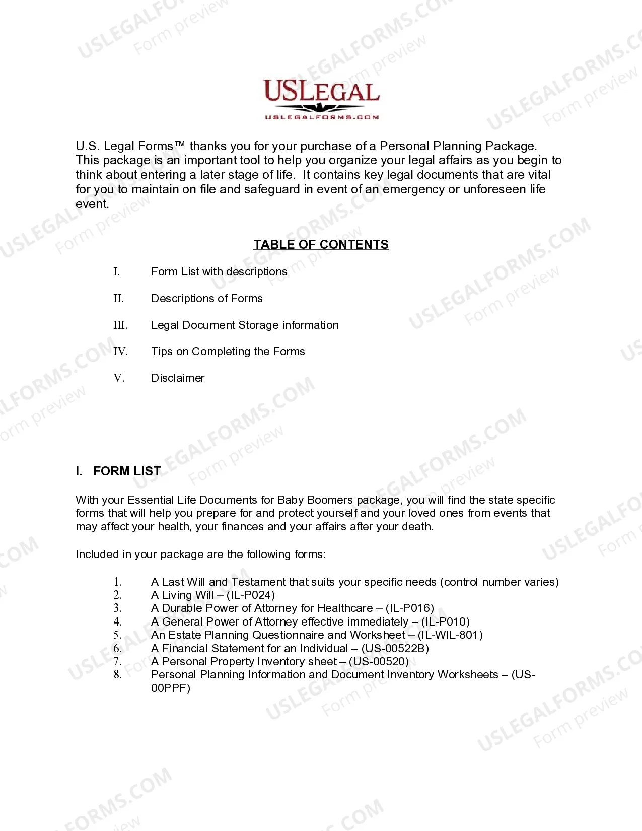 Preview Illinois Essential Legal Life Documents for Baby Boomers