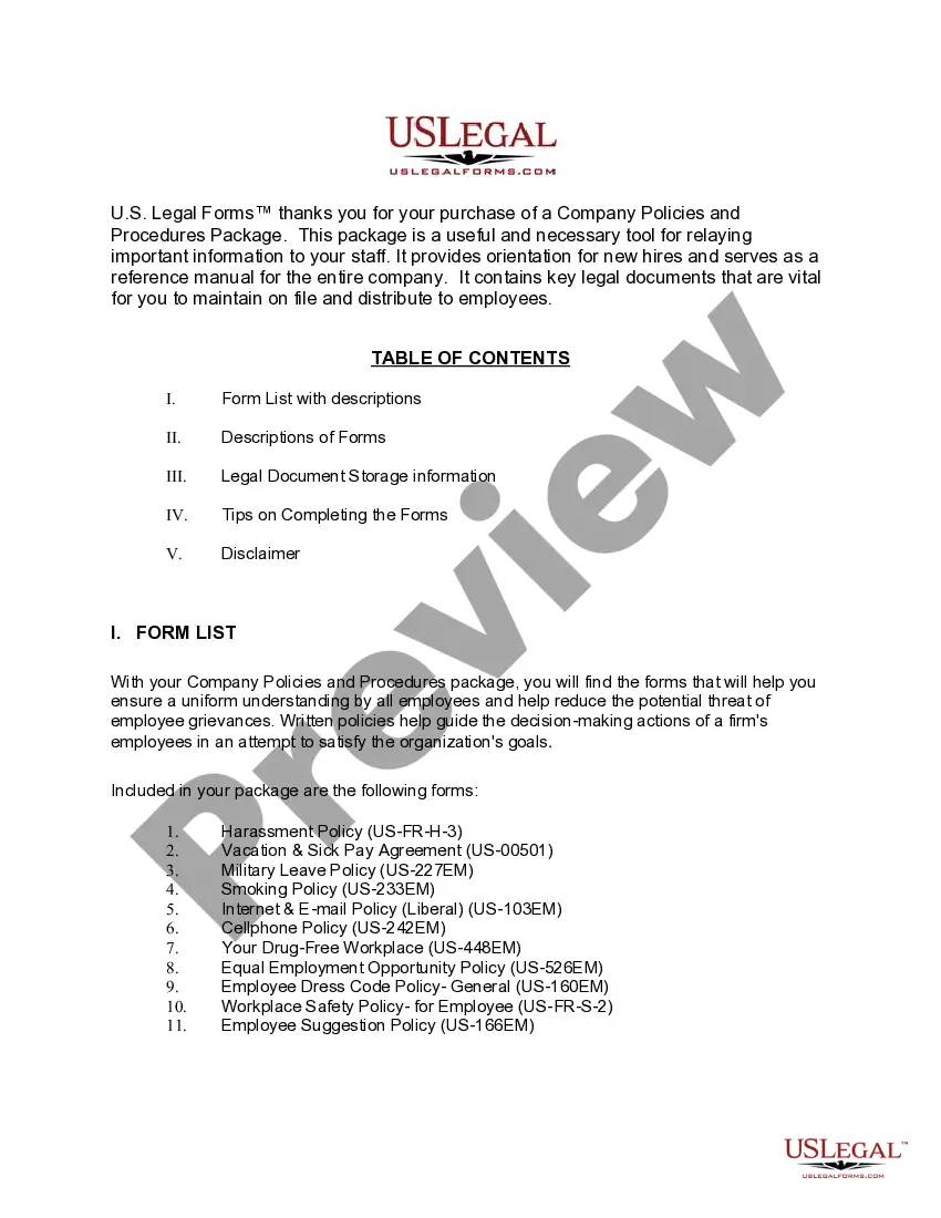 Preview Illinois Company Employment Policies and Procedures Package
