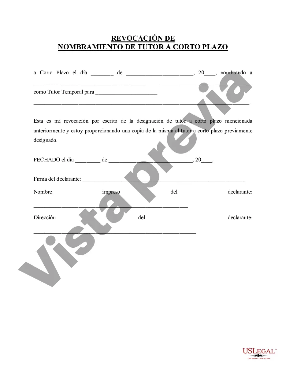 Preview Revocación del nombramiento de tutor a corto plazo