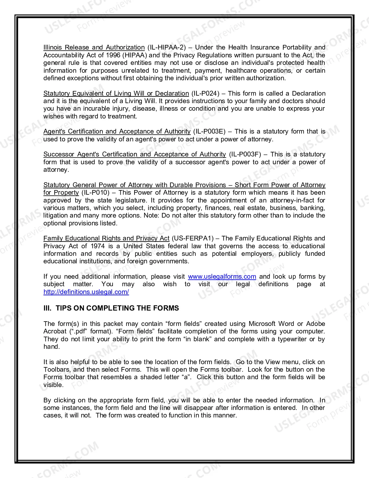 Preview Illinois Young Adult Power of Attorney Package
