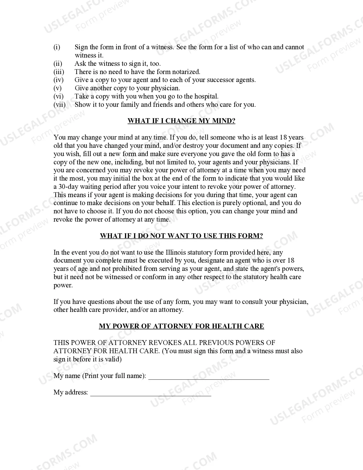 Preview Statutory Durable Power of Attorney for Health Care