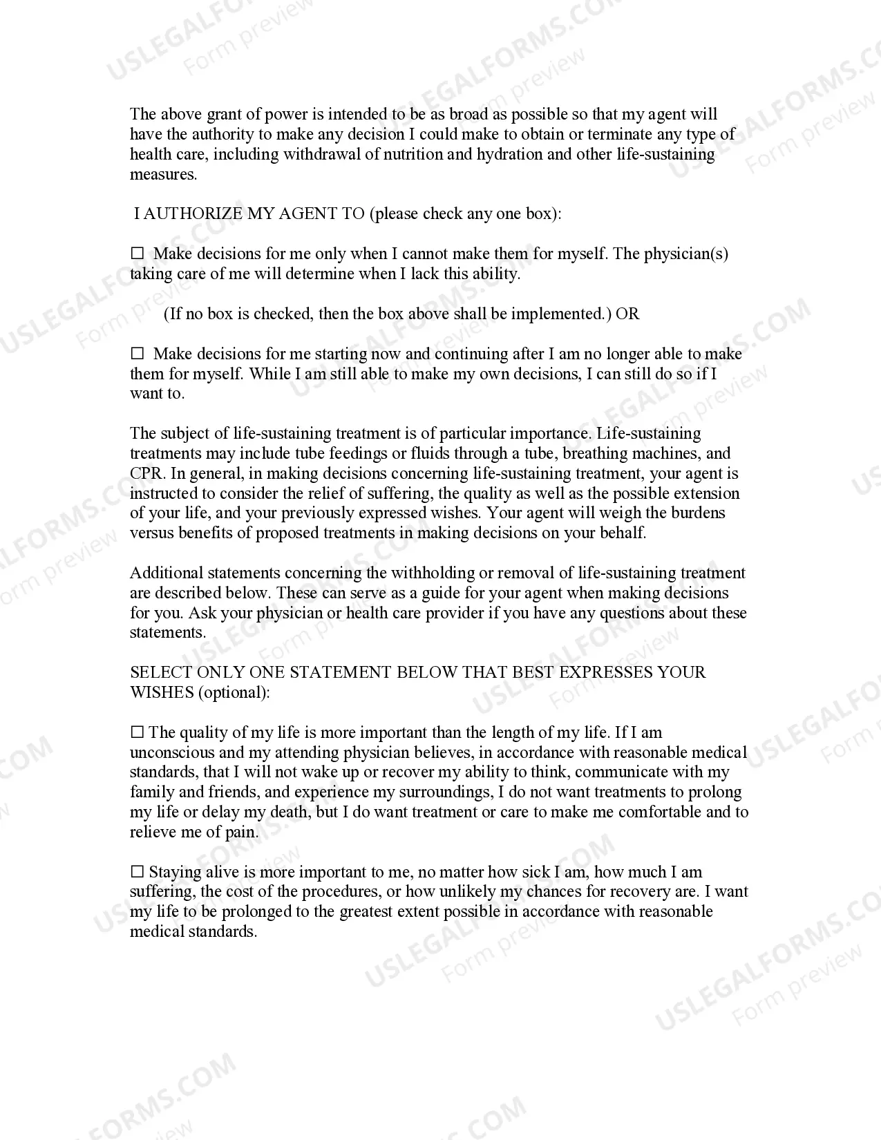 Preview Statutory Durable Power of Attorney for Health Care