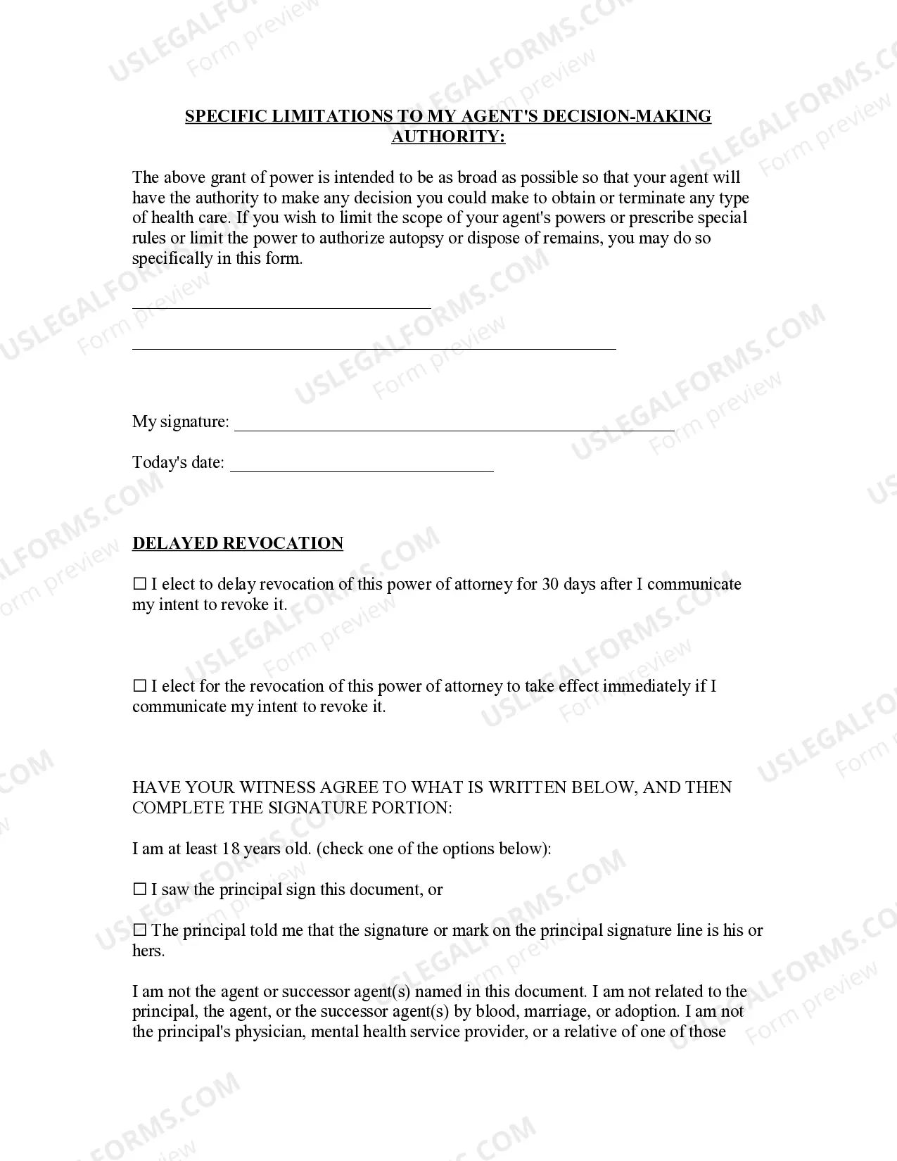 Preview Statutory Durable Power of Attorney for Health Care