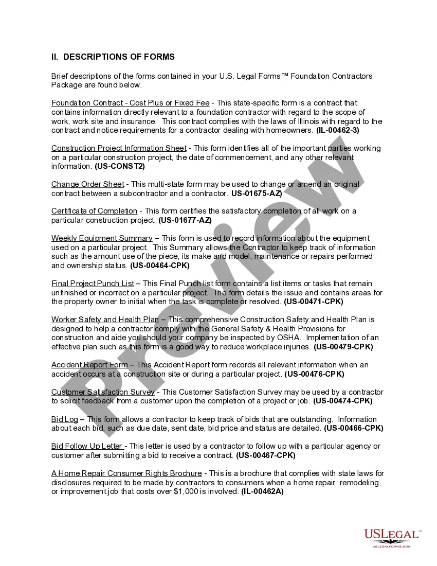 Preview Illinois Foundation Contractor Package