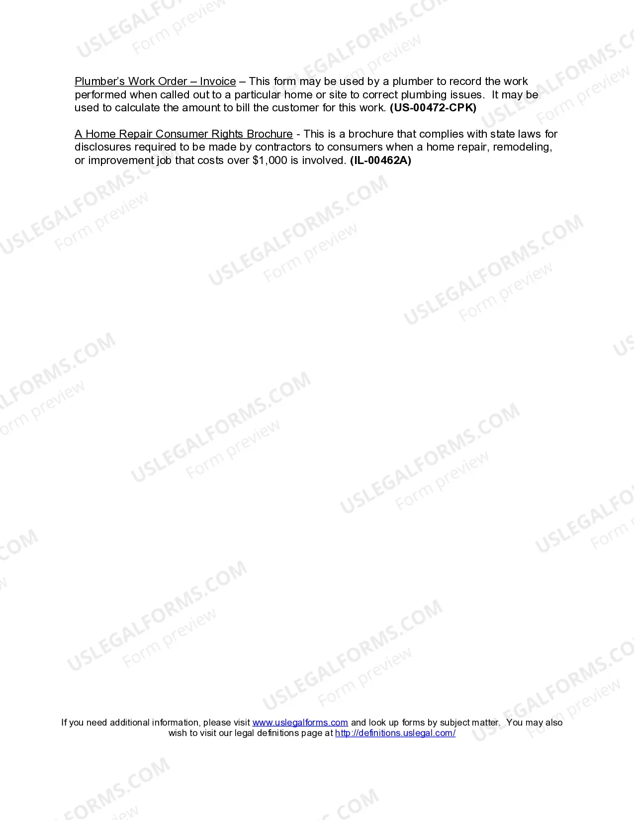 Preview Illinois Plumbing Contractor Package