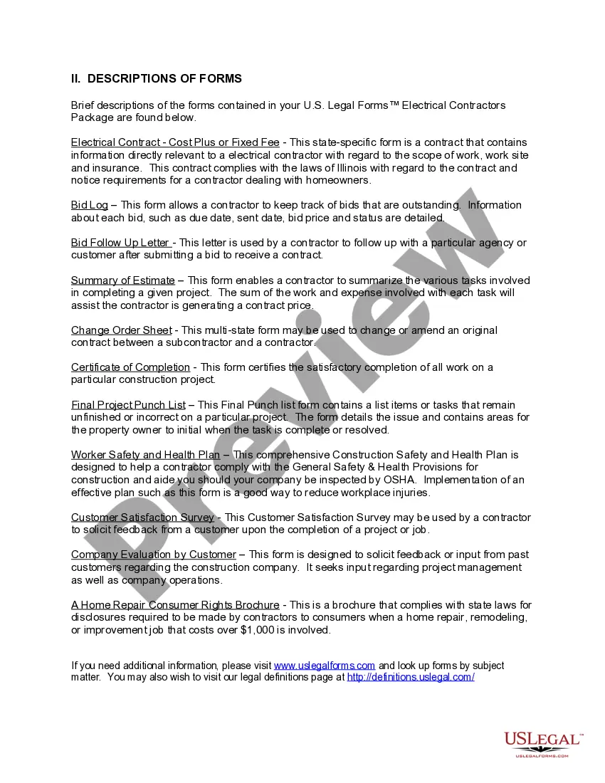 Get Illinois Electrical Contractor Package Preview Illinois Electrical Contractor Package