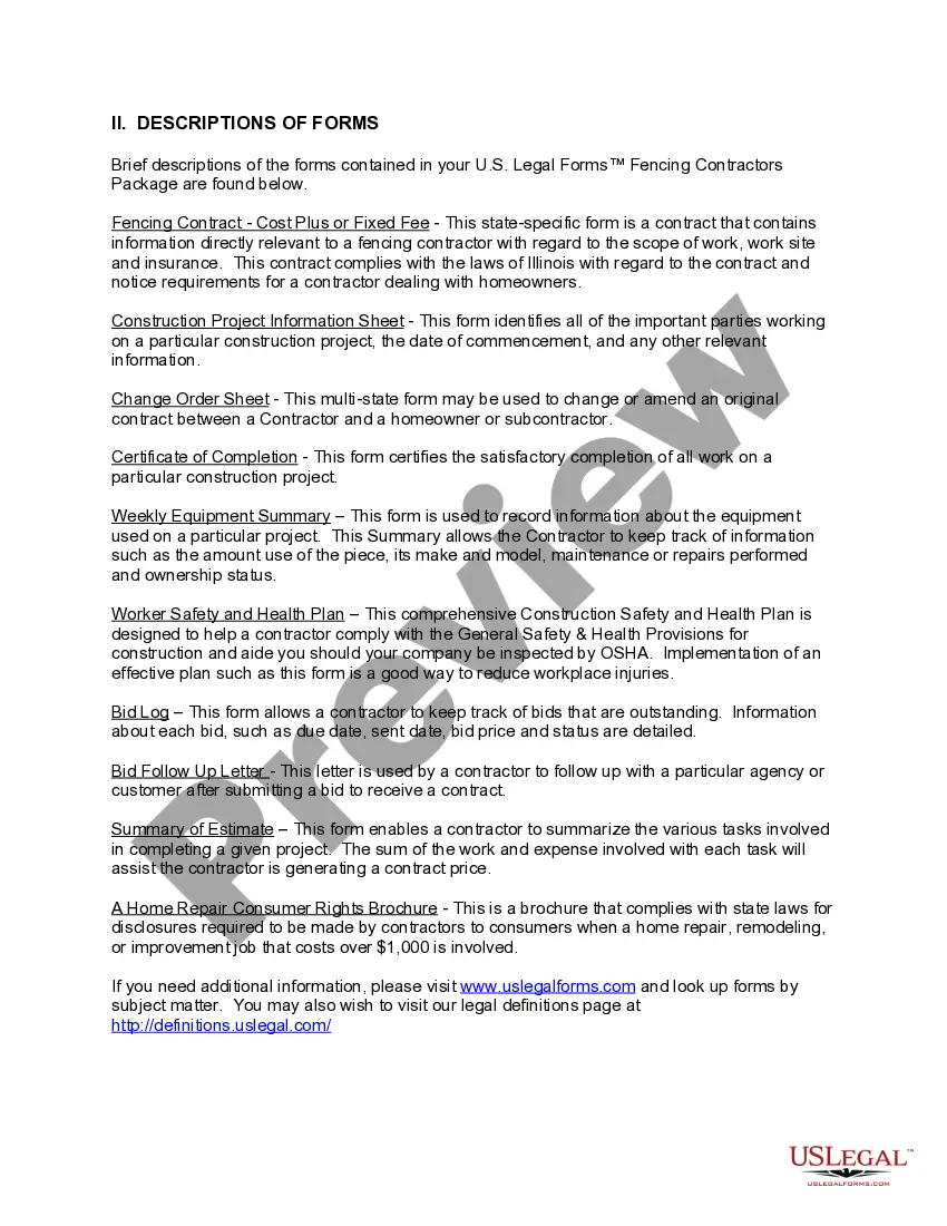 Preview Illinois Fencing Contractor Package