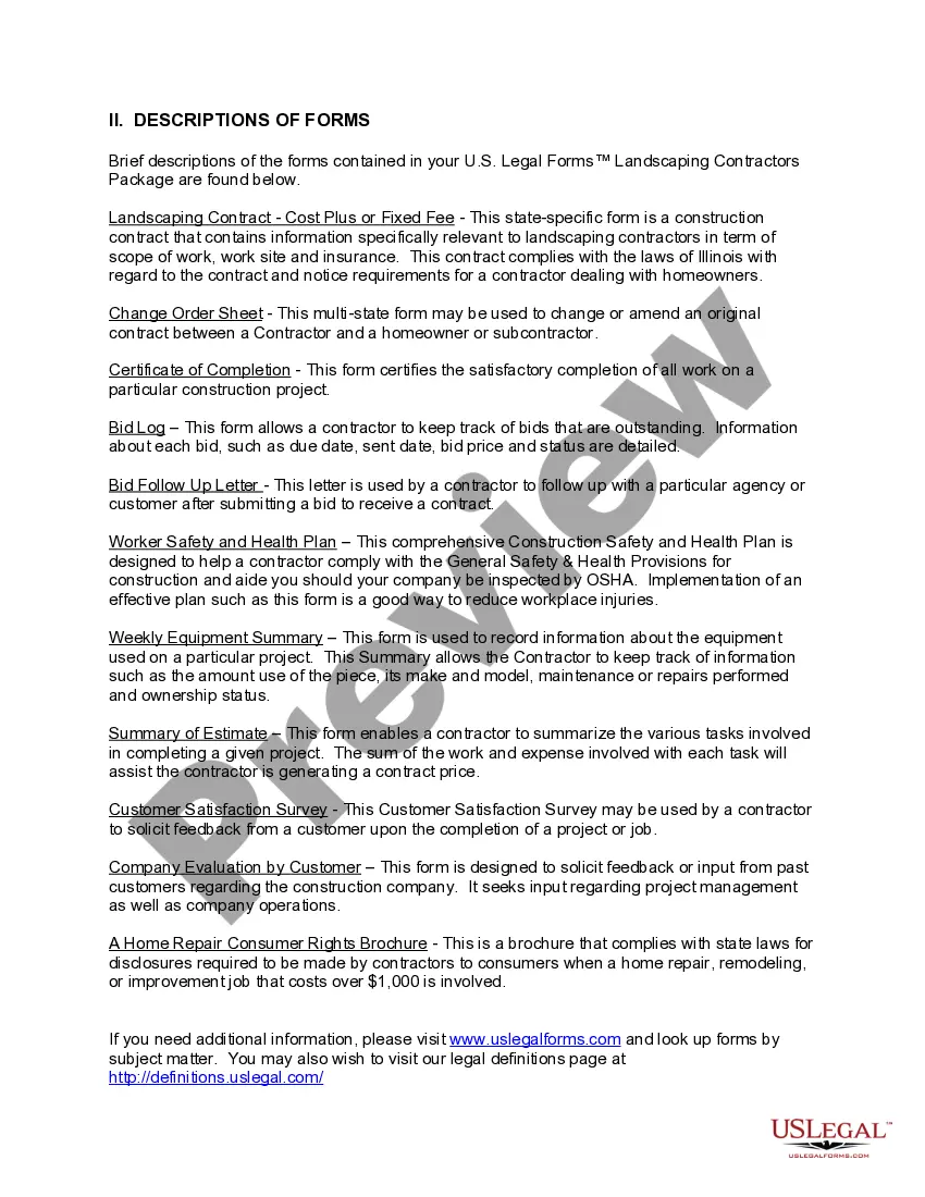 Preview Illinois Landscaping Contractor Package