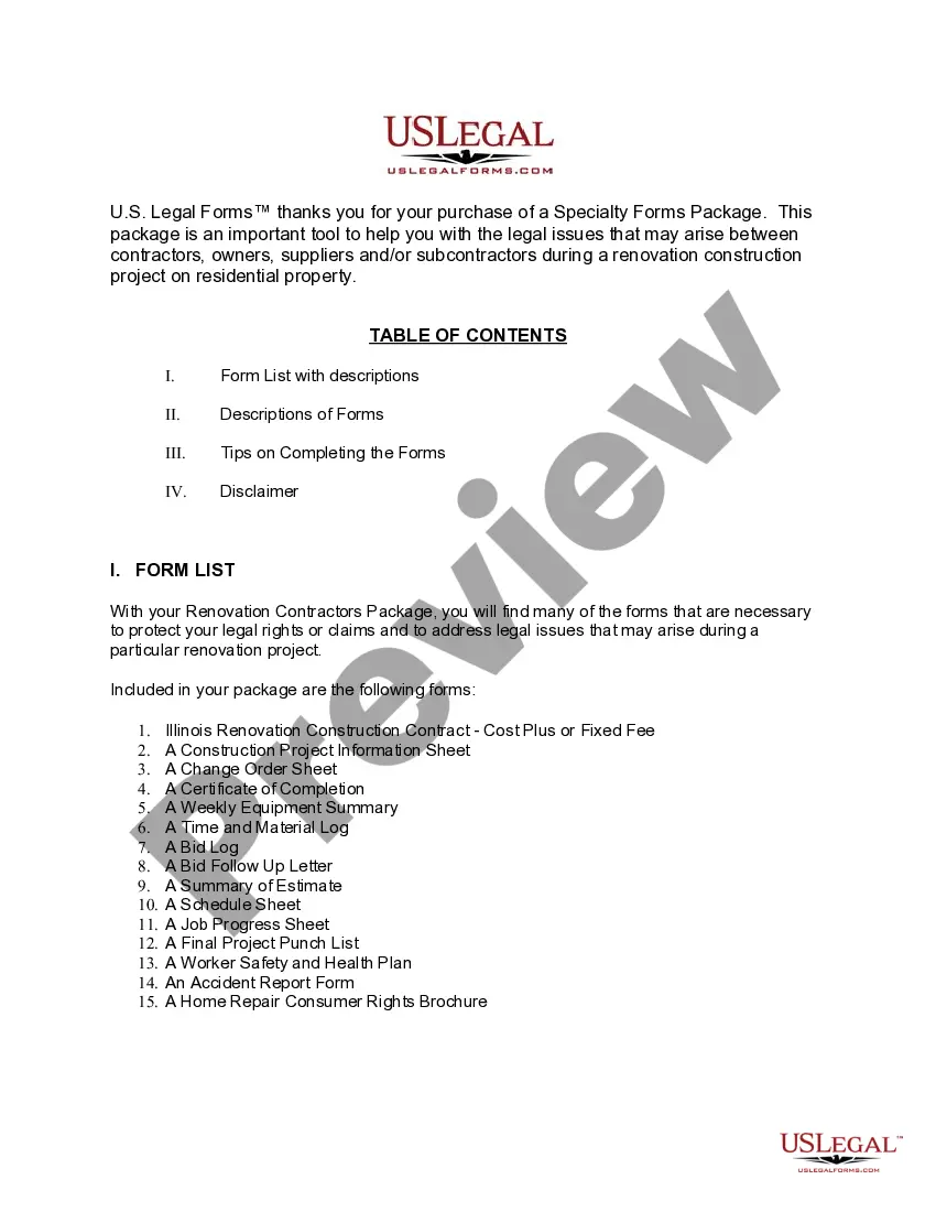 Preview Illinois Renovation Contractor Package