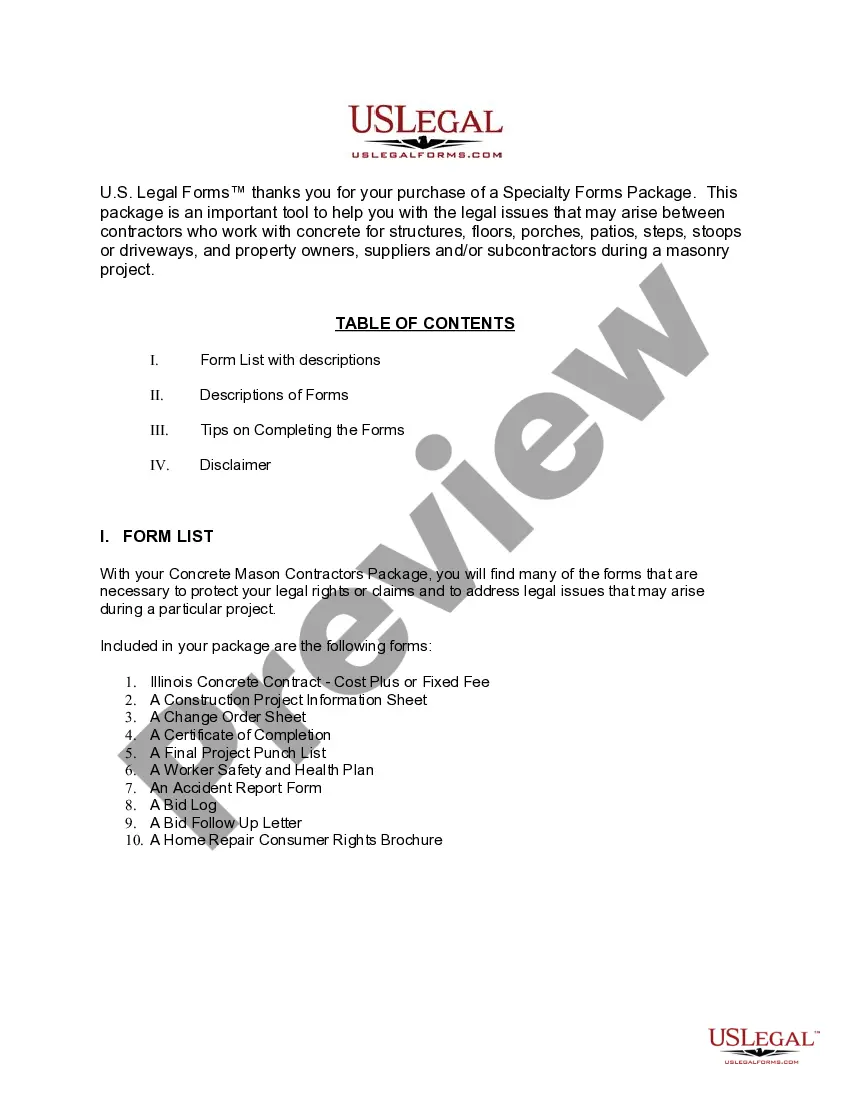Get Concrete Mason Contractor Package Preview Concrete Mason Contractor Package