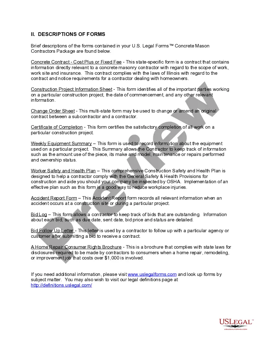 Get Concrete Mason Contractor Package Preview Concrete Mason Contractor Package