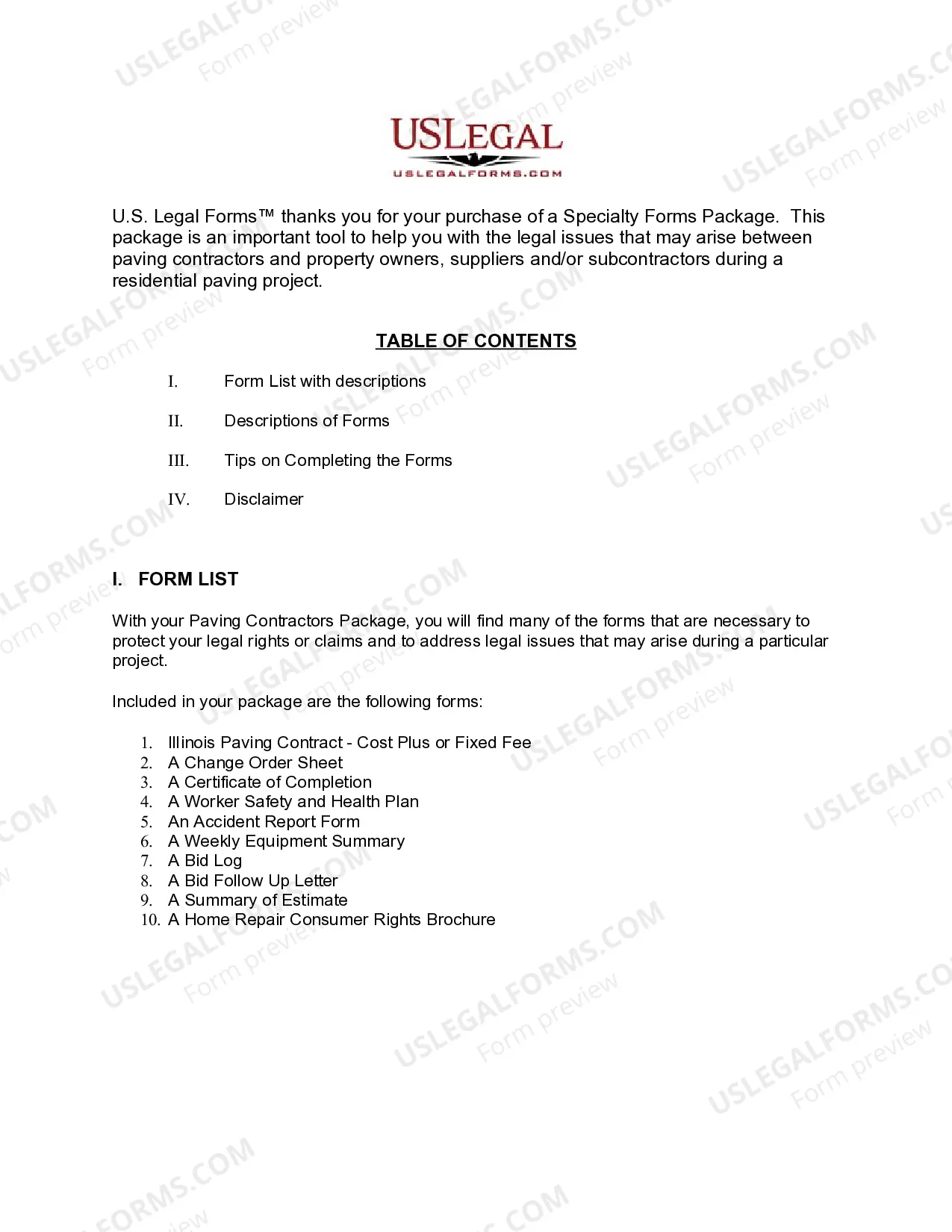 Preview Illinois Paving Contractor Package