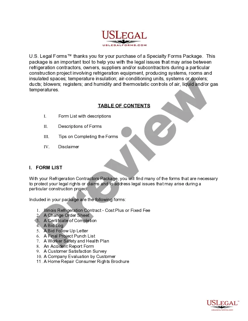 Get Illinois Refrigeration Contractor Package Preview Illinois Refrigeration Contractor Package