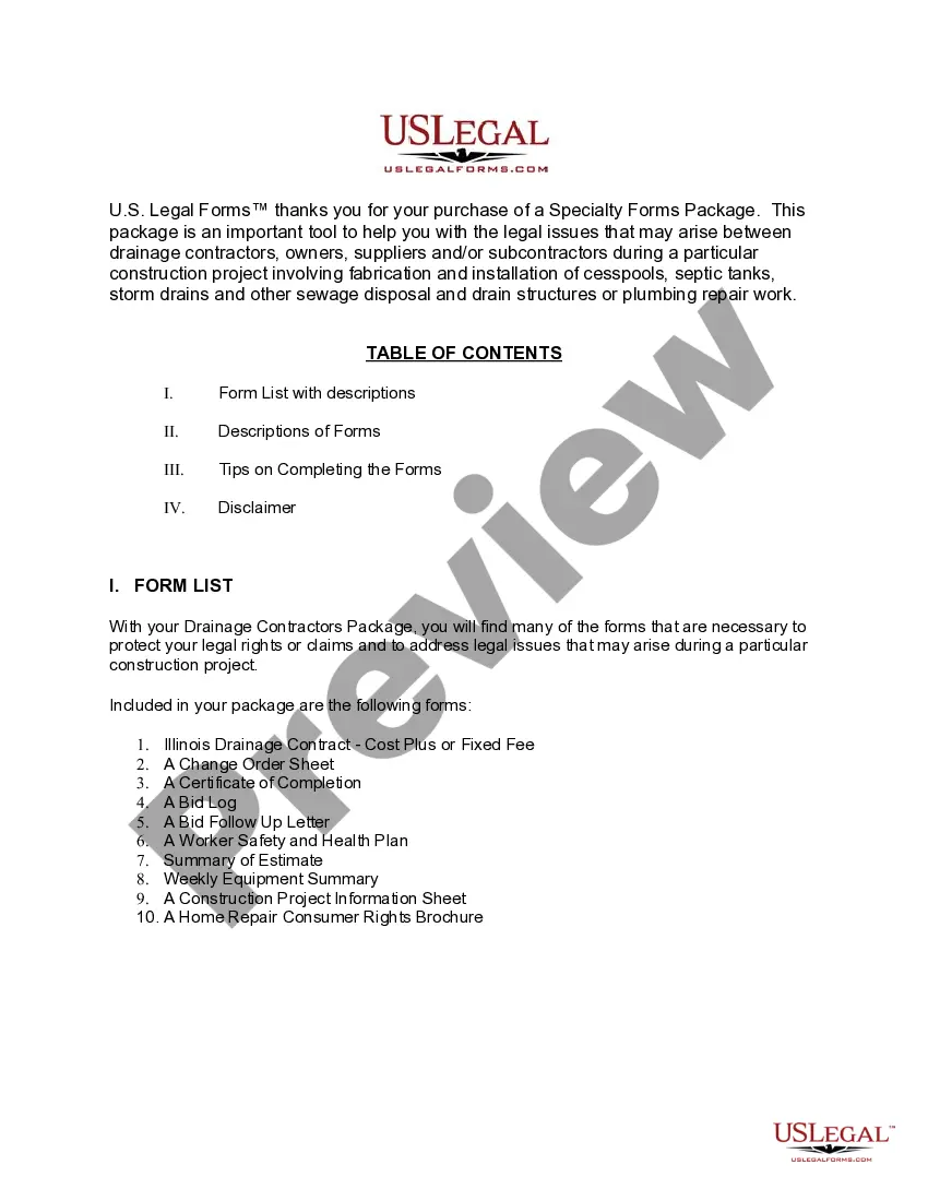 Get Illinois Drainage Contractor Package Preview Illinois Drainage Contractor Package
