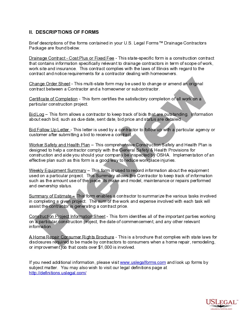 Get Illinois Drainage Contractor Package Preview Illinois Drainage Contractor Package