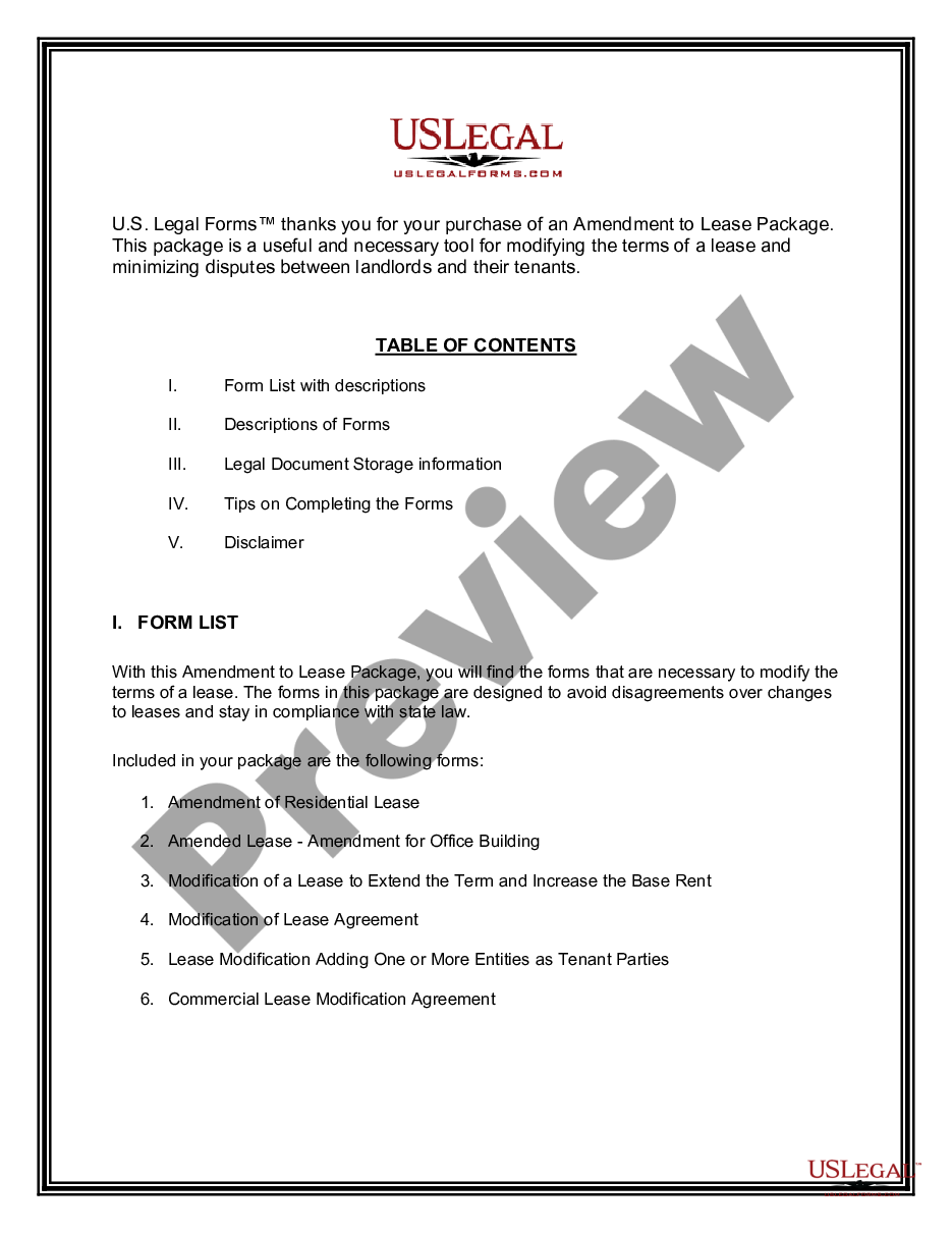 page 1 Amendment of Lease Package preview