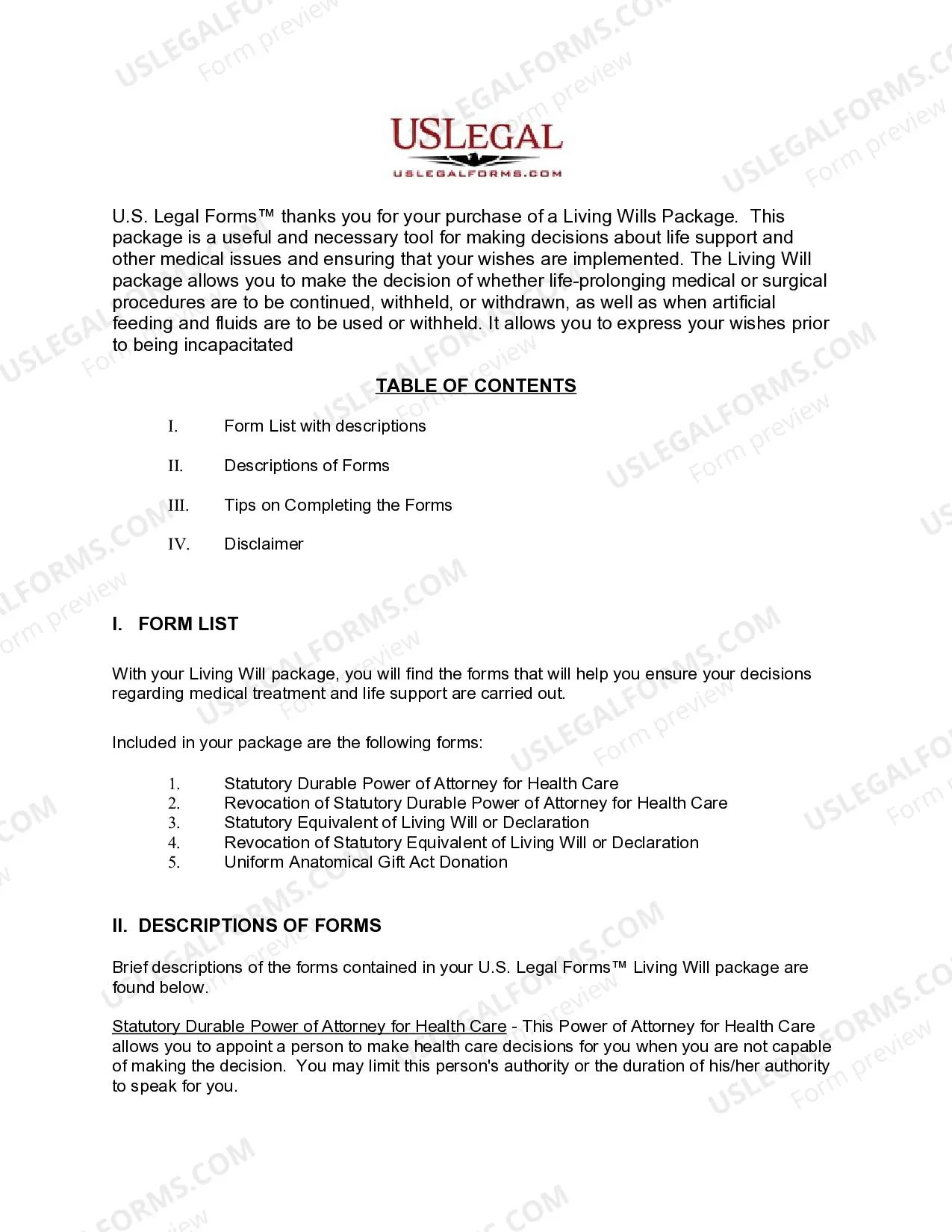 Preview Illinois Living Wills and Health Care Package